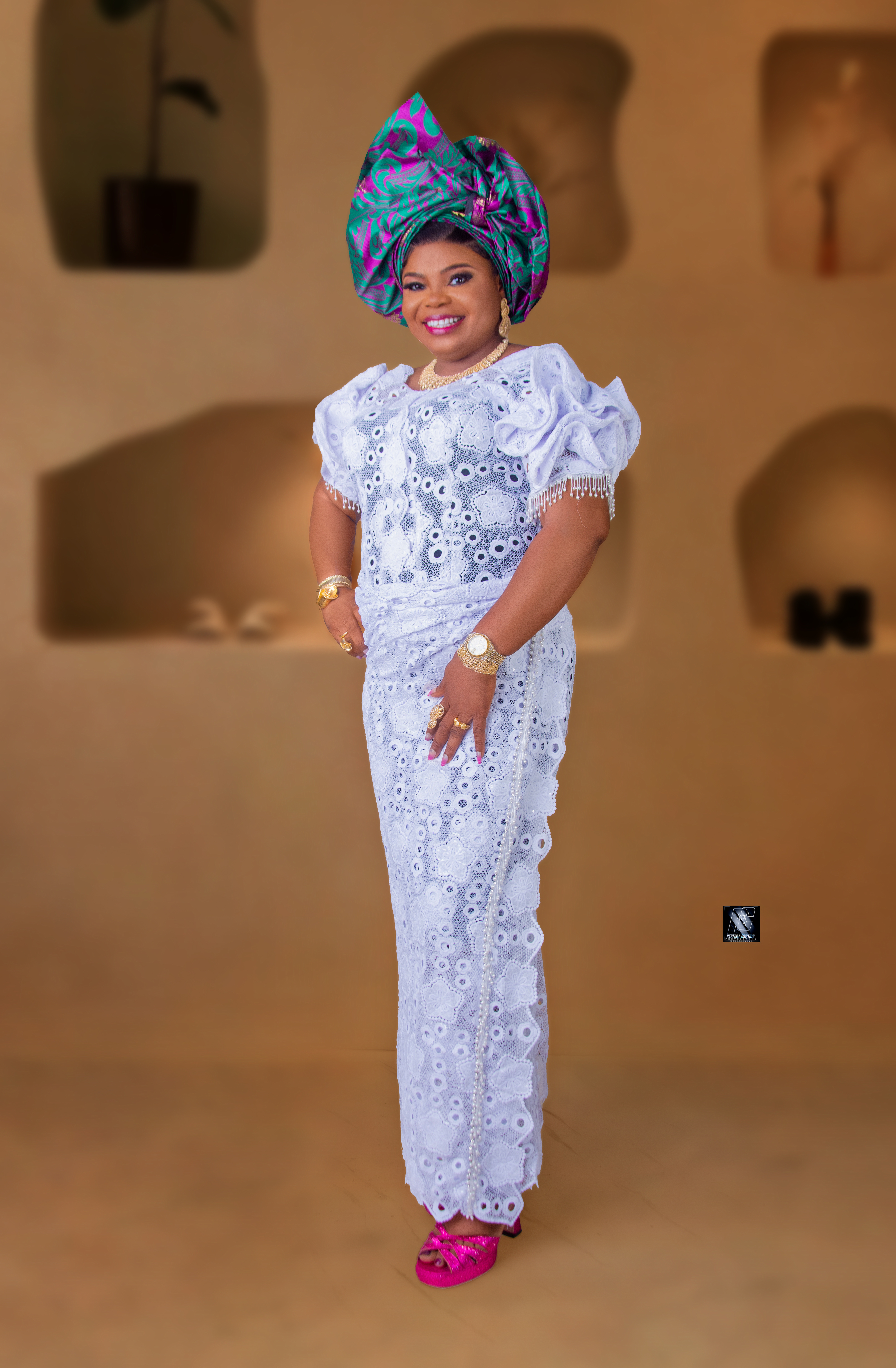 White Lace & Gele Set